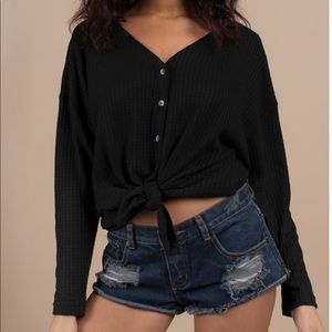 Black waffle cardigan